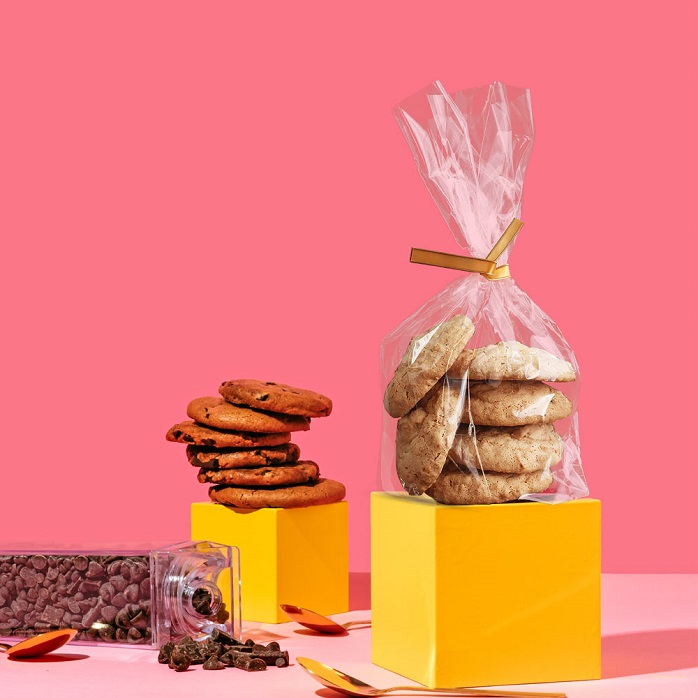 Emballages cadeaux décoratifs, sacs en cellophane transparents compostables pour biscuits, sans danger pour les aliments, pour la maison