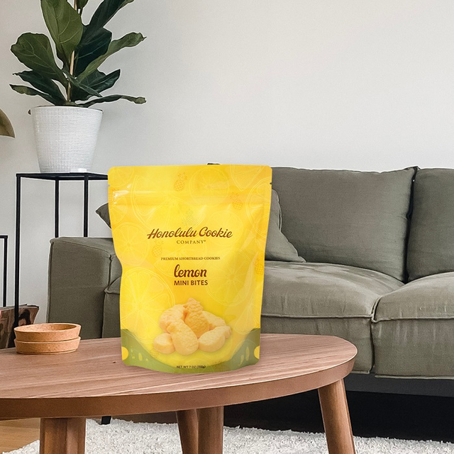 Emballage en plastique de sacs de biscuits doublés par feuille favorable à l'environnement bon marché de dessus de fermeture éclair