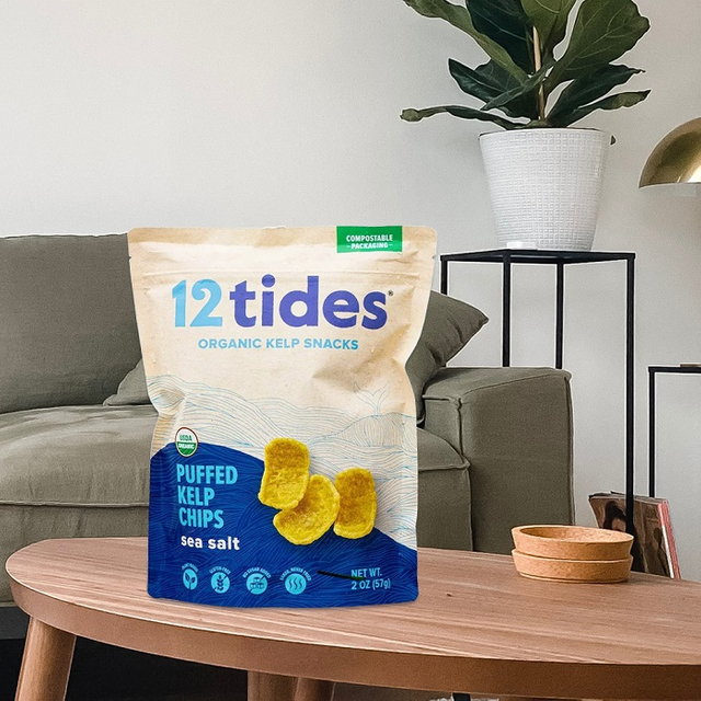 Commerce de gros mat givré compostable Ziplock personnalisé Stand Up pochettes pour les collations de varech biologique