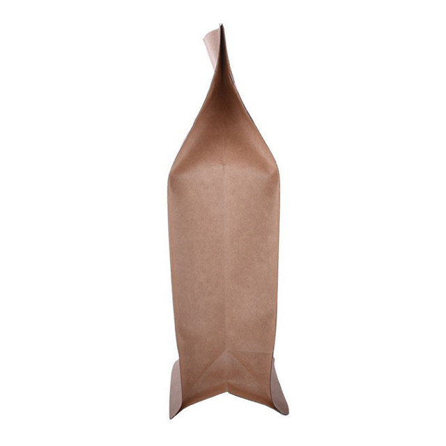 Sac de café kraft brun à fond plat recyclable en vrac Noprinting avec valve
