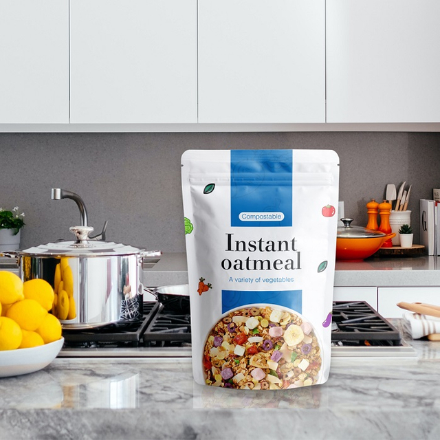 Bolsas Home Sacs compostables en papier kraft ziplock pour flocons d'avoine sans gluten