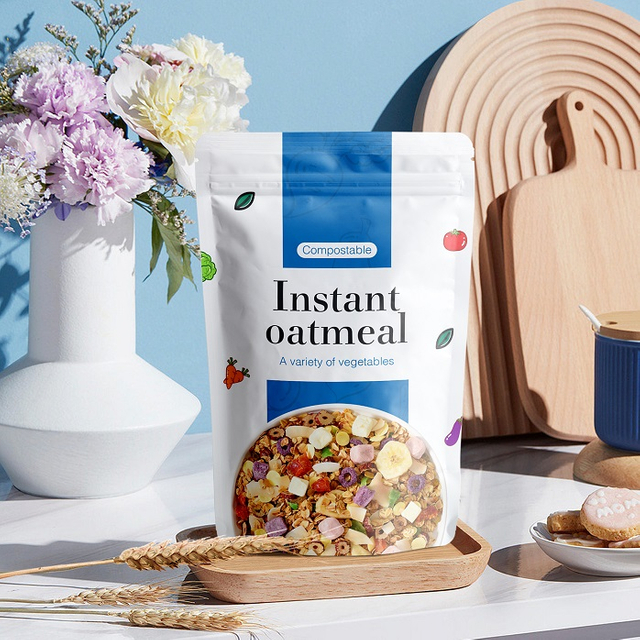 Le meilleur emballage écologique de sacs de granola de papier de conception personnalisée de dessus de fermeture éclair de Brown