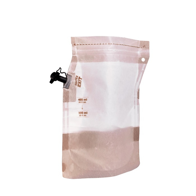 Le dessus brun de la tirette 400ml tiennent le meilleur sac de café dégoulinant portatif de Doypack avec le bec verseur