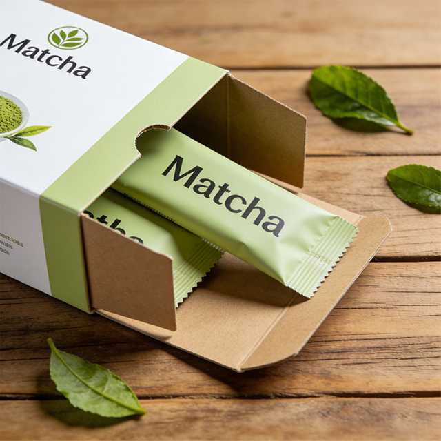 Emballage en stick personnalisé pour le collagène matcha