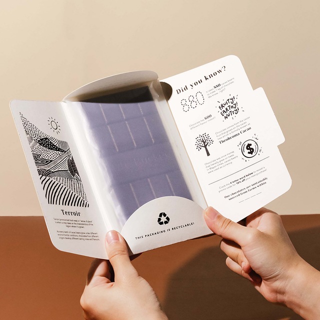 Emballage de barre de chocolat compostable