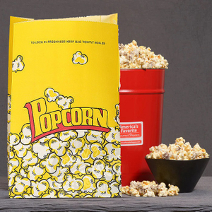 Fond de boîte de conception de Logo, emballage compostable à domicile, sacs de pop-corn imprimés personnalisés, vente en gros