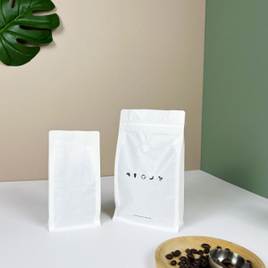 Home compostable Rice Paper Sacs à café blancs pour les cafés avec imprimerie de logo Hot Stamp