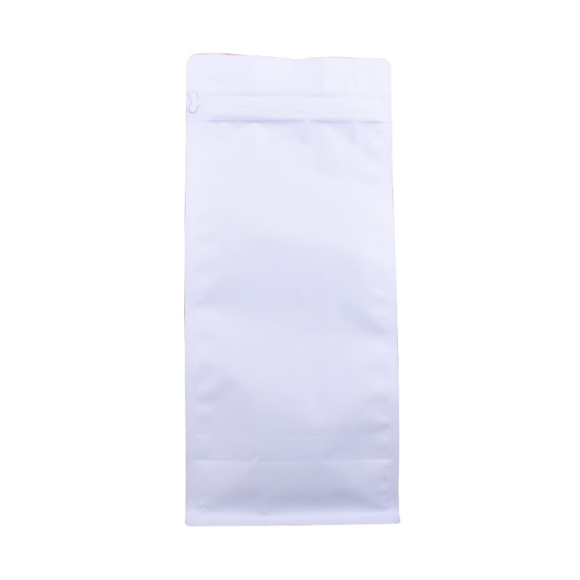 100PCS 1kg sacs de café à fond plat blanc avec fermeture à glissière avant