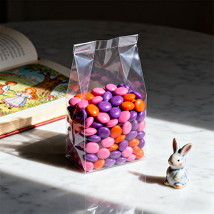 Sacs vides de bonbons au chocolat et au violoncelle transparents