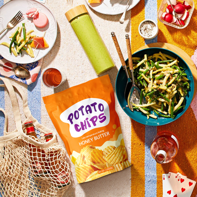 Sac de croustilles compostable à fond plat, tailles personnalisées, 6 onces, 7 onces, vente en gros