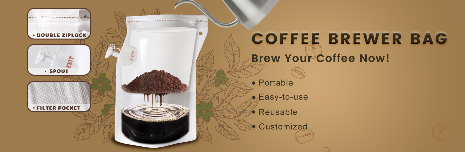 brasseur du sac &agrave; caf&eacute;