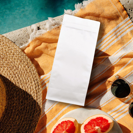 100PCS 1kg sacs de café à fond plat blanc avec fermeture à glissière avant