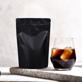 100pcs 8oz Matte Black Stand Up Coffee Bag avec valve de dégazage à sens unique