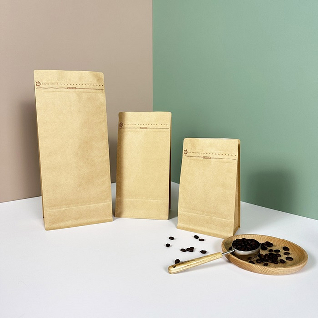 Sacs de café vierges standard en papier compostable à la maison de tailles multiples de 250g 500g 1kg