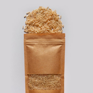 Sacs de céréales en papier brun recyclable naturels avec ziplock et fenêtre