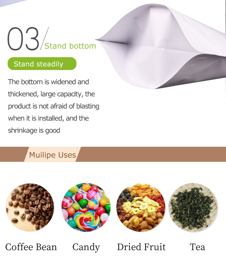 100pcs 8oz Matte White Stand Up Pouch pour le caf&eacute;