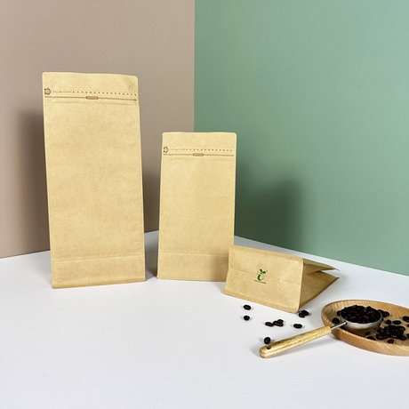 Sacs de café vierges standard en papier compostable à la maison de tailles multiples de 250g 500g 1kg