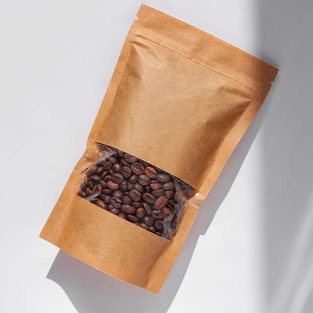 Sacs à café Kraft noirs biodégradables vides stratifiés de qualité alimentaire, vente en gros