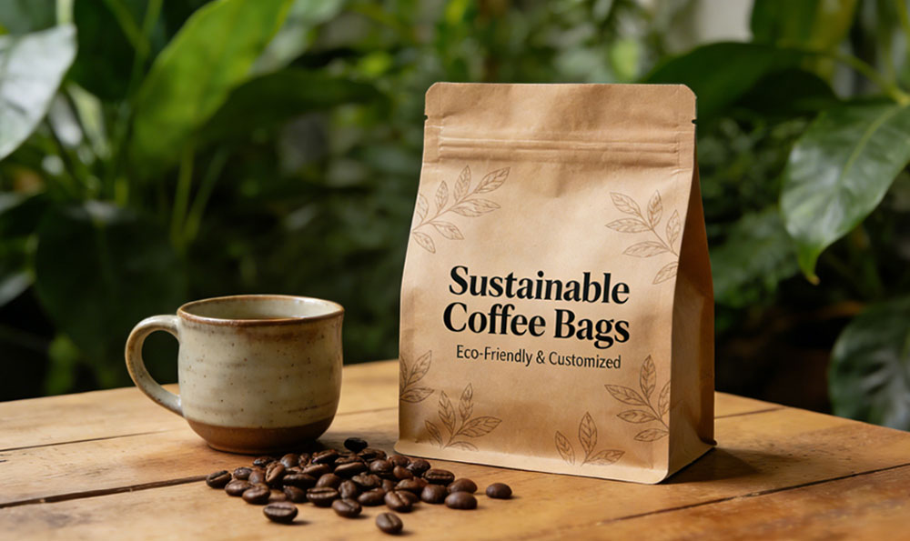 sac d'emballage de caf&eacute; durable