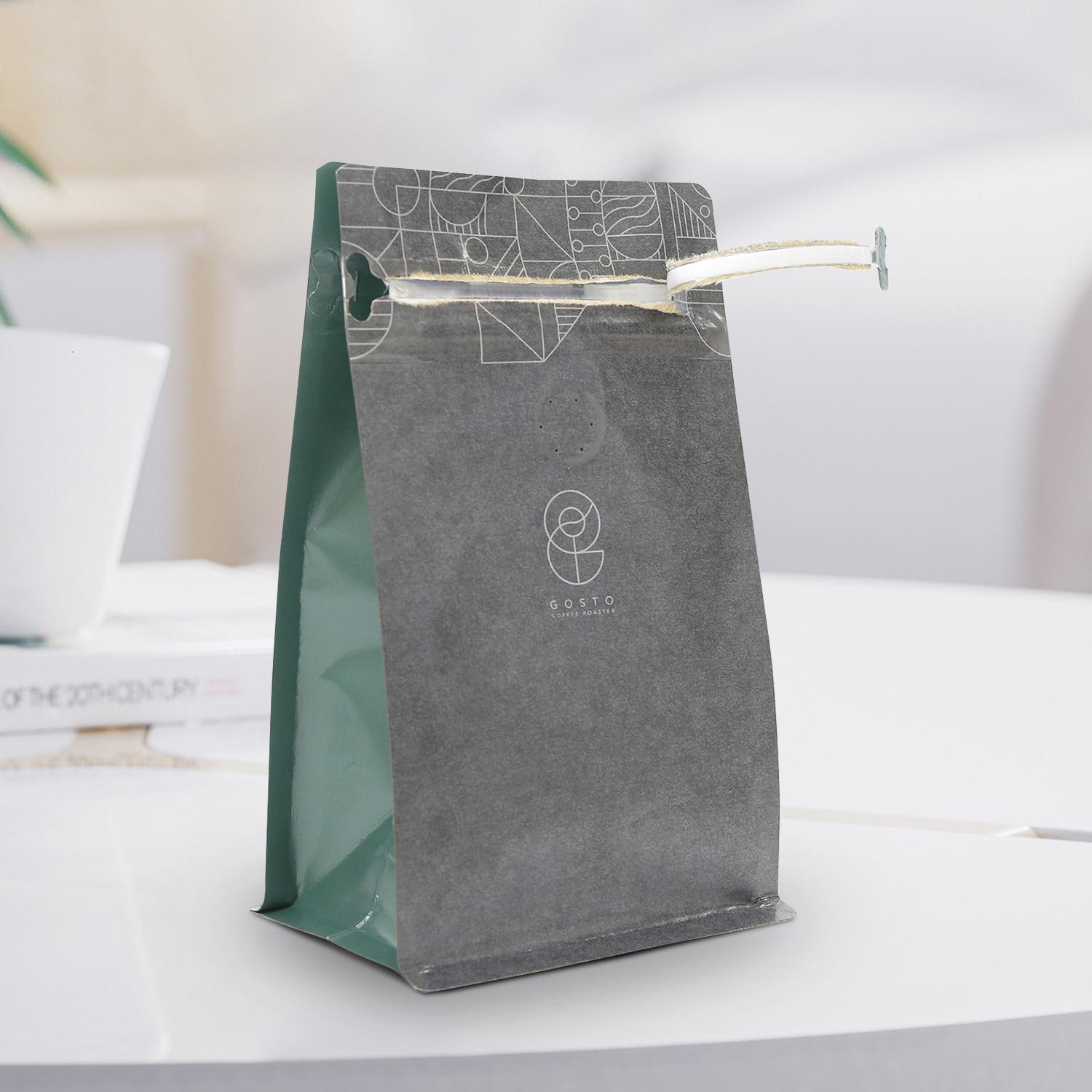 L'emballage biodégradable zip-lock refermable met en sac les sacs de café biodégradables de fond carré