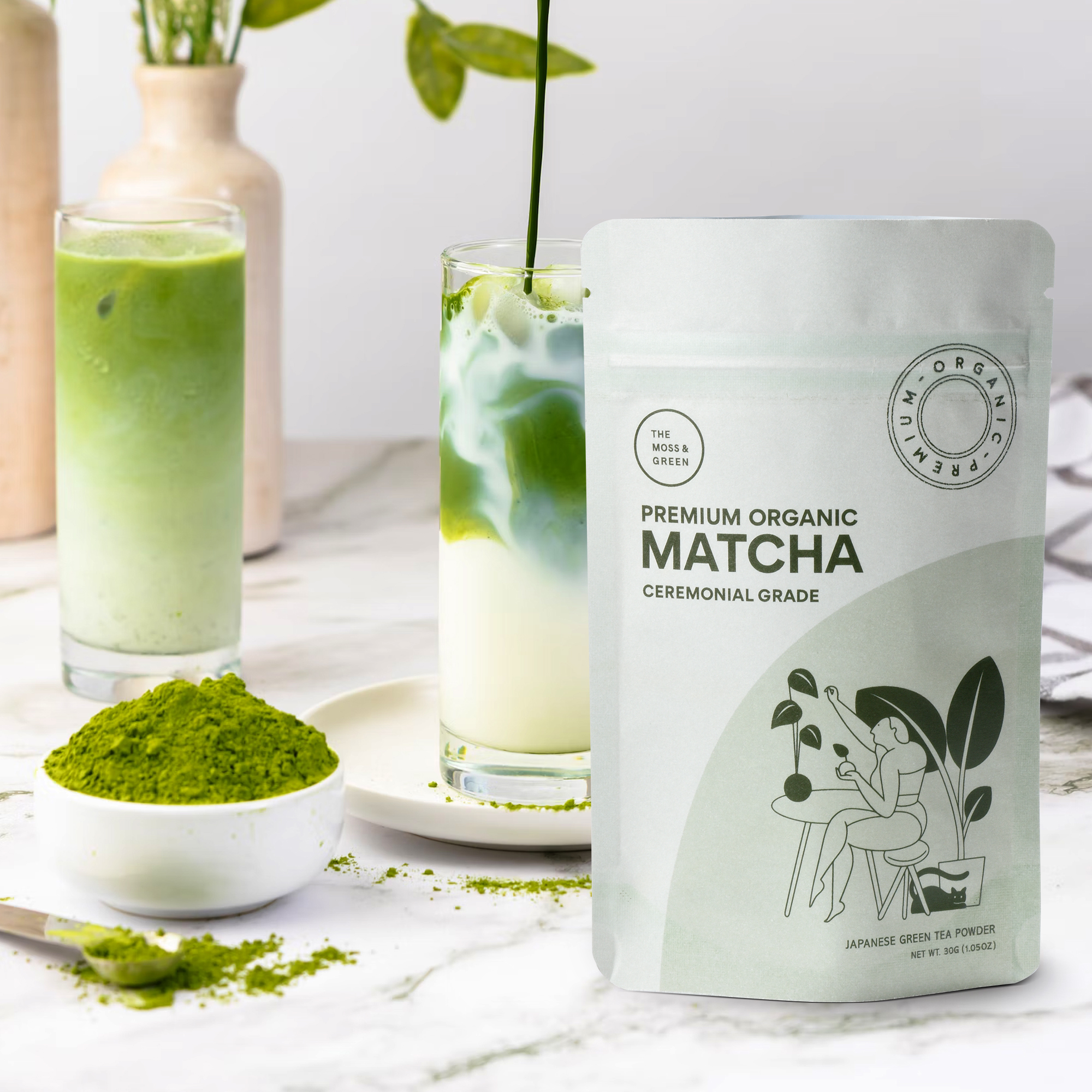 Sachet compostable en gros pour thé vert matcha bio