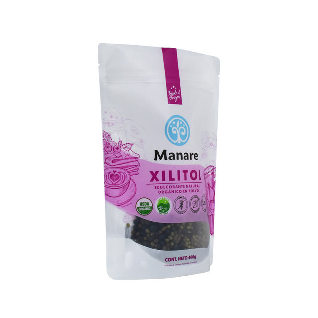 Poches recyclables de tirette de dessus zip-lock de finition mate pour l'emballage de condiment de Xilitol
