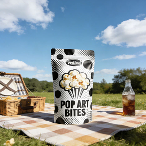 Pochette à pop-corn à fermeture éclair refermable avec film biosourcé