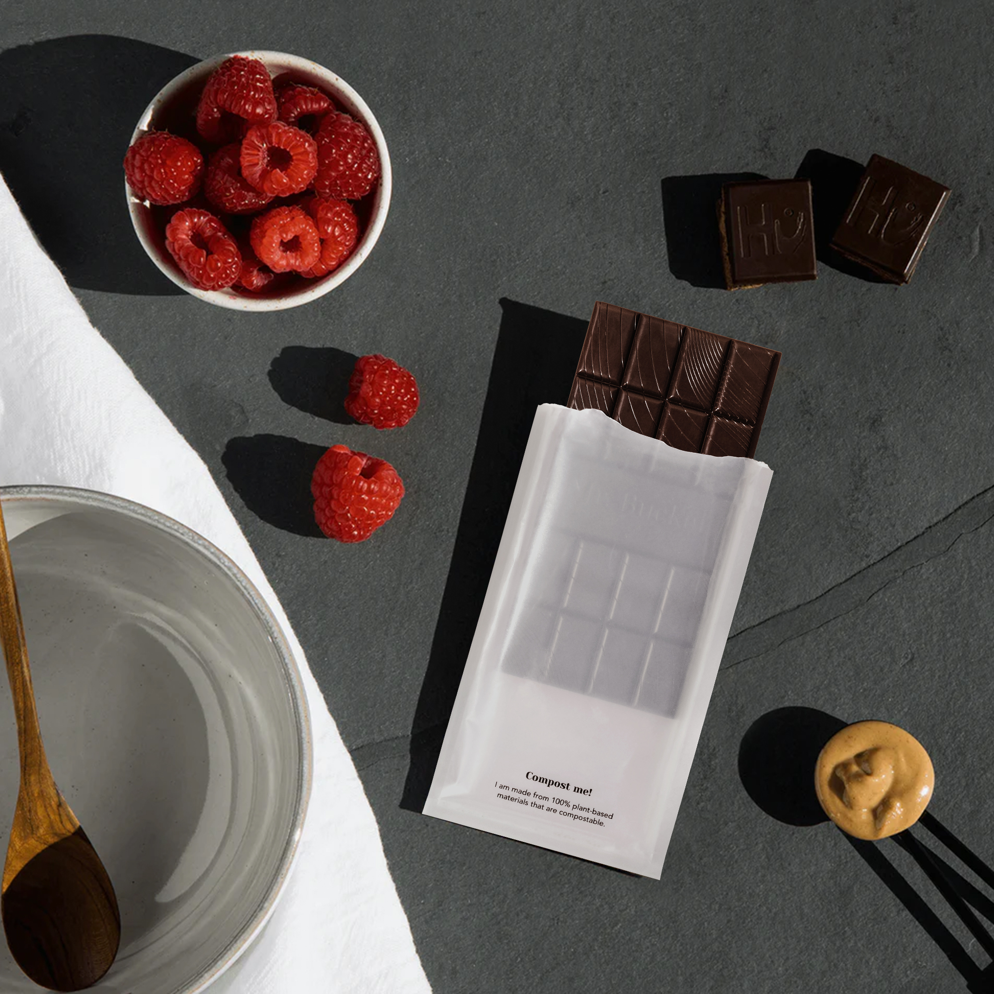 sachets de chocolat biod&eacute;gradables