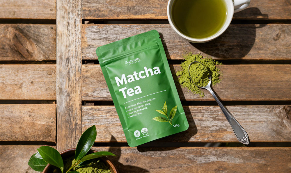 sachet de poudre de matcha