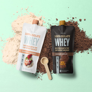 Pochette à presser protéinée réutilisable et recyclable de marque pour smoothies protéinés