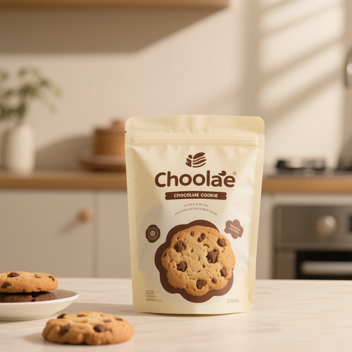 Sac à biscuits aux pépites de chocolat compostable