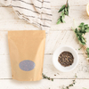 Pochette debout en papier kraft compostable avec fenêtre