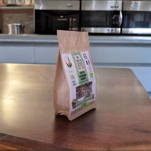 Emballage d'avoine de conception minimaliste de sac en papier à fond plat Ziplock de vente chaude