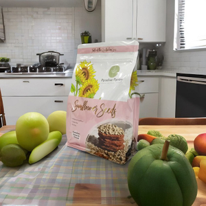 Sacs de céréales en plastique recyclables à huit côtés doublés d'aluminium pour graines de melon avec fermeture éclair