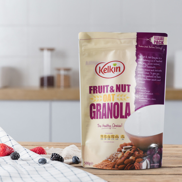 La tirette de casse-croûte de nourriture d'Eco tiennent des sacs de nourriture biodégradables d'emballage de poche avec la fenêtre