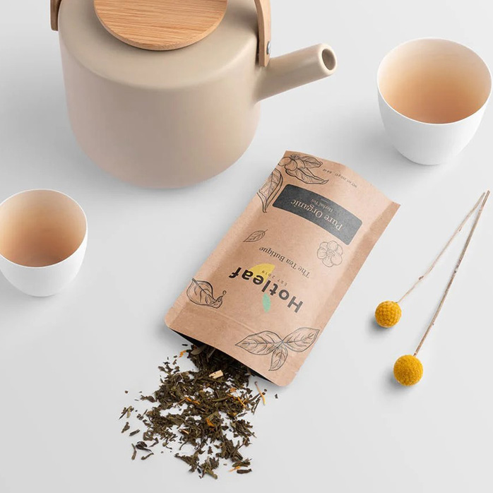 La poche refermable faite sur commande stratifiée réutilise l'emballage créatif de sachet de thé de papier