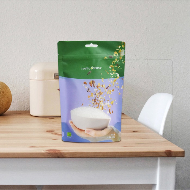 Sacs de céréales en papier brun recyclable naturels avec ziplock et fenêtre