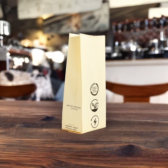 Sacs à café jaunes à fond de boîte au design minimaliste, 5 livres, pour cafés