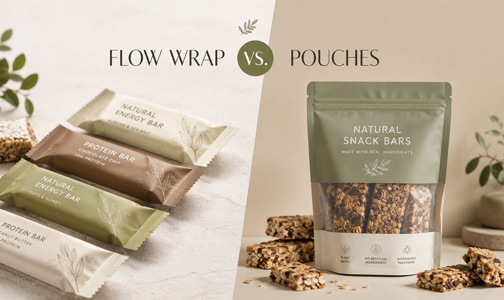 flow wrap vs sachets pour snack-bars