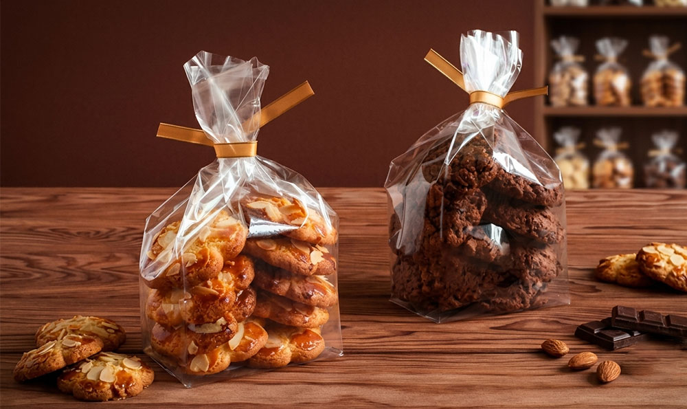 Emballage en cellophane &agrave; soufflet pour produits de boulangerie