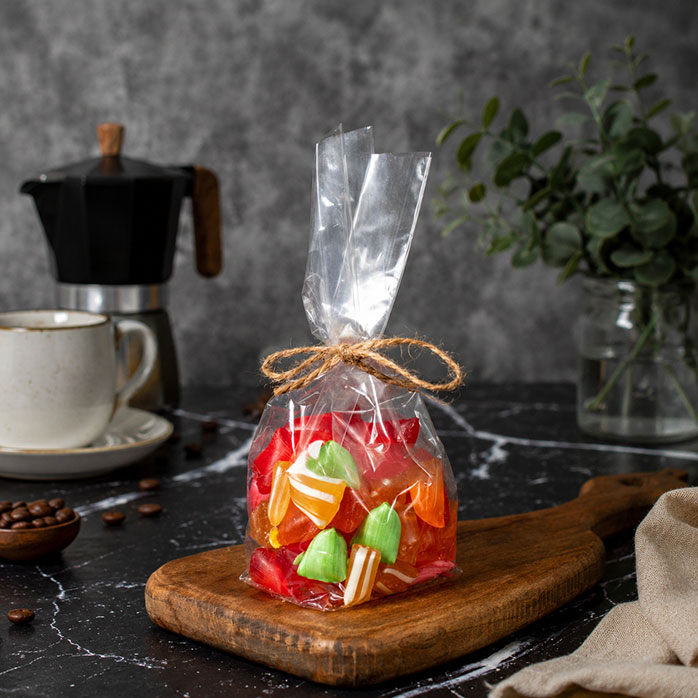 Sacs à gousset à fond plat transparents thermoscellables pour bonbons