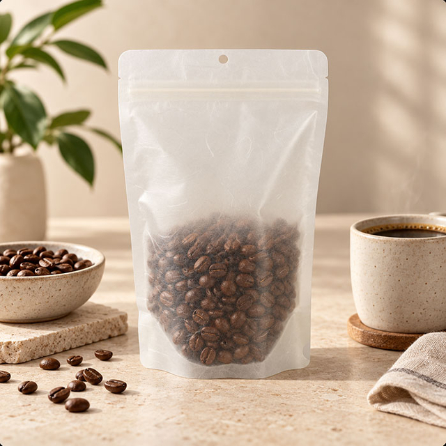 Sacs de café en papier personnalisés avec fenêtre